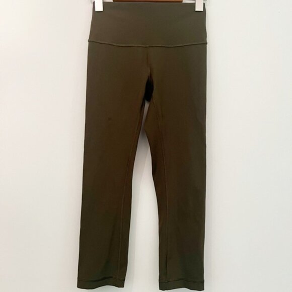 Lululemon Wunder Under Crop High Rise 21” Full On Luxtreme Dark Olive Size 4 - Picture 1 of 5